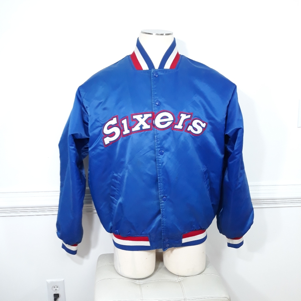 Hardwood Classic Majestic Sixers 7ers Jacket Sz XL
